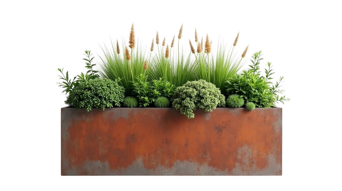 Donica prostokątna Corten – nowoczesna donica ogrodowa z rdzawej stali