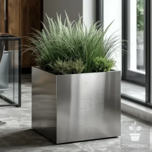 Donica kwadratowa ze stali nierdzewnej szczotkowanej inox