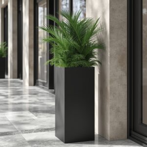 Donica metalowa Slim czarna – nowoczesna, smukła donica ogrodowa i tarasowa