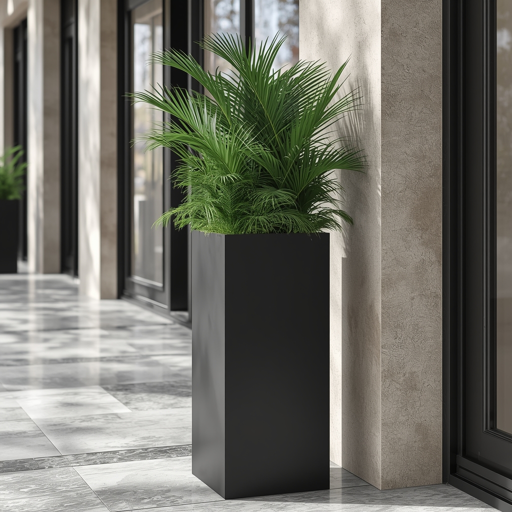 Donica metalowa Slim czarna – nowoczesna, smukła donica ogrodowa i tarasowa