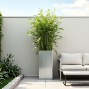 Donica metalowa Slim stalowa, nowoczesna donica prostokątna ze stali szczotkowanej do wnętrz i ogrodów