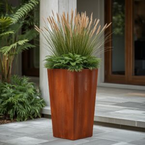 Donica trapezowa ze stali corten – nowoczesna donica ogrodowa