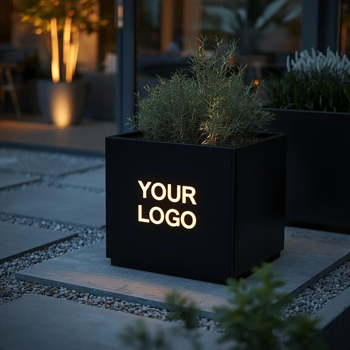 Podświetlana donica z logo