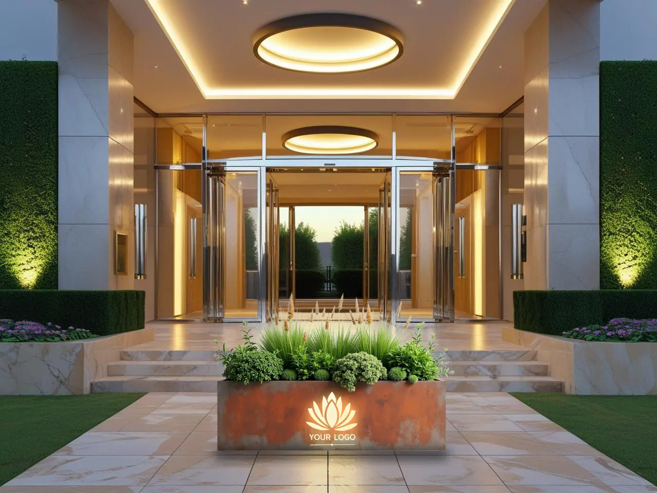 Podświetlana donica z logo