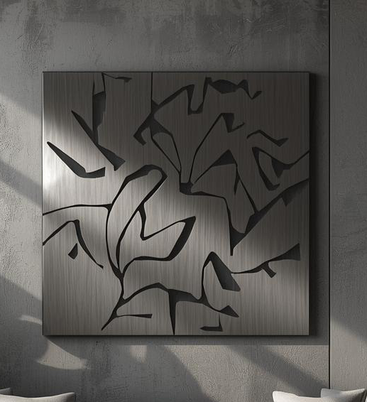 Panel dekoracyjny Abstract Leaves – stalowy panel ażurowy z abstrakcyjnym motywem liści