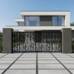 Nowoczesny panel ogrodzeniowy z motywem bambusa, czarny metalowy panel dekoracyjny