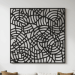 Panel dekoracyjny Geometric Orbit – stalowy panel ażurowy z geometrycznym wzorem okręgów i linii