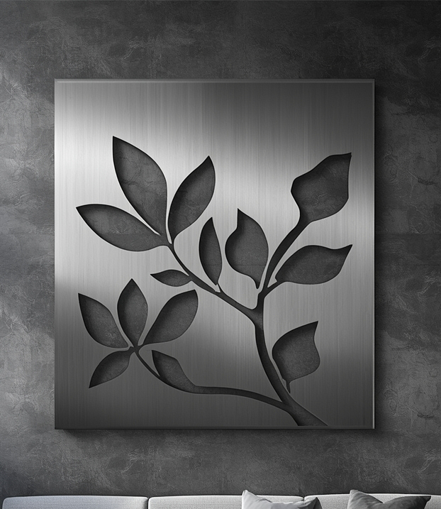 Panel dekoracyjny Leaf Harmony – stalowy panel ażurowy z motywem liści i gałązki