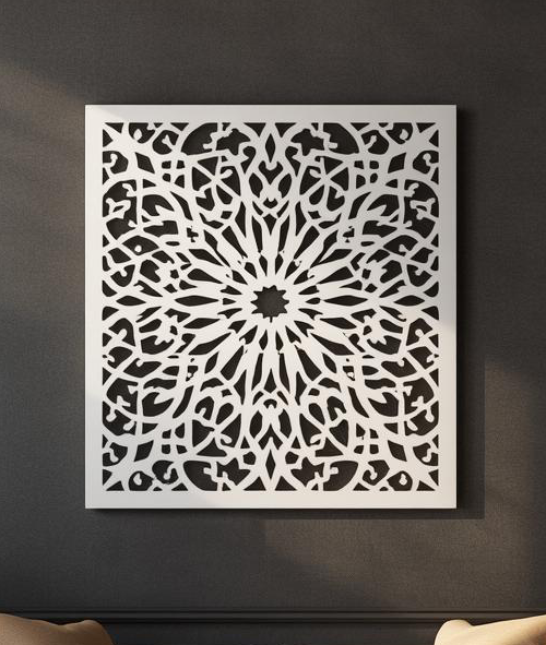 Panel dekoracyjny Stellar Bloom – ażurowy wzór geometryczny w kształcie gwiazdy, stalowy