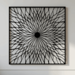 Panel dekoracyjny Solar Burst – stalowy panel ażurowy z promienistym wzorem słońca