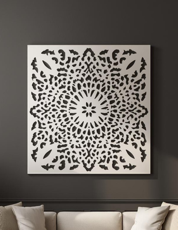 Panel dekoracyjny Lotus Radiance – stalowy panel ażurowy z motywem rozety kwiatowej