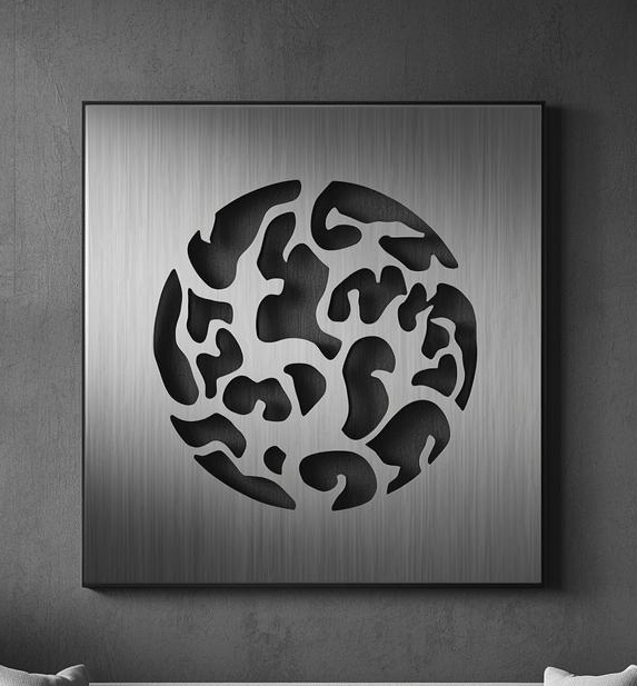 Panel dekoracyjny Cosmic Coral – stalowy panel ażurowy z okrągłym organicznym wzorem