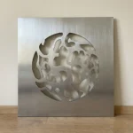 Panel dekoracyjny metalowy stal szczotkowana okrągły wzór abstrakcyjny nowoczesny na ścianę