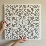 Panel dekoracyjny metalowy biały ornamentowy ażurowy mandala kwiatowa na ścianę