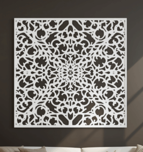 Panel dekoracyjny ażurowy Winorośl z metalu, wzór roślinnych pnączy, biały