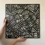 Panel dekoracyjny metalowy czarny geometryczny okręgi abstrakcyjny nowoczesny na ścianę