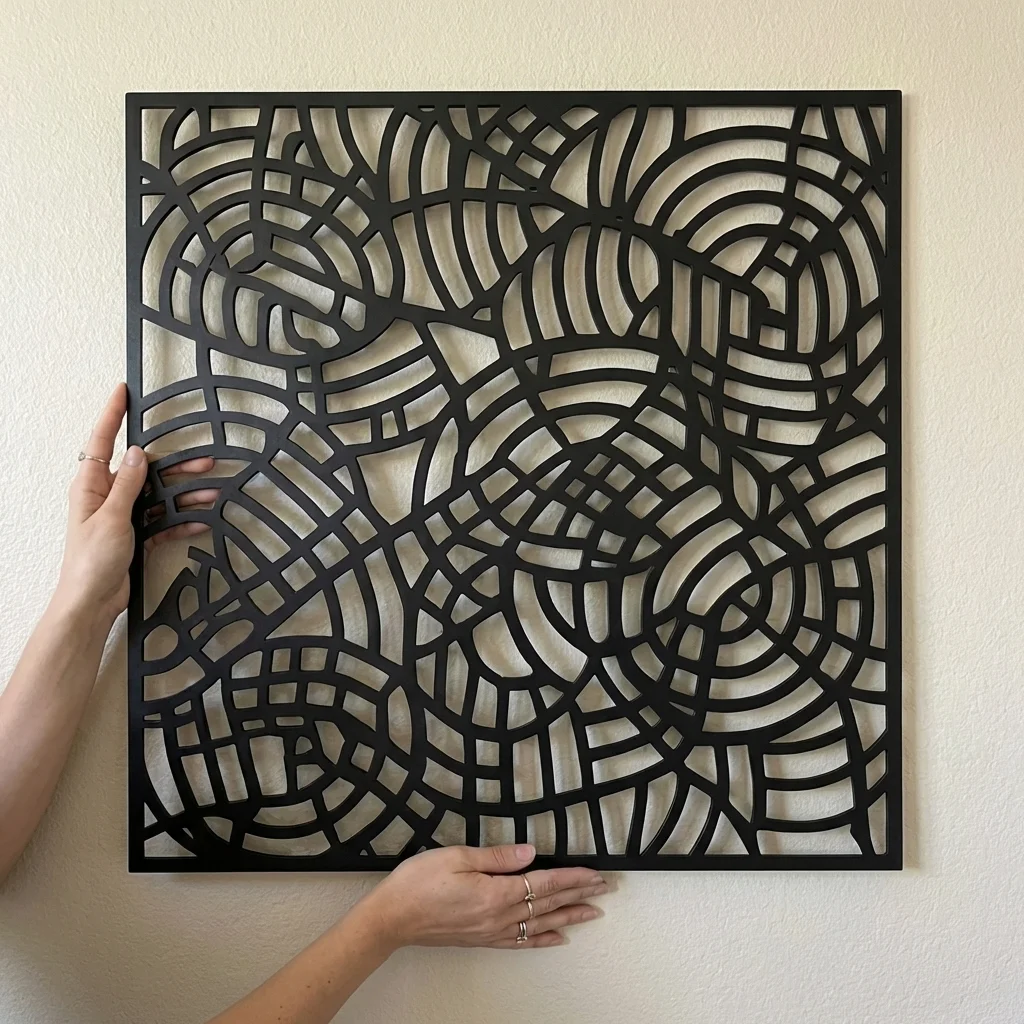 Panel dekoracyjny metalowy czarny geometryczny okręgi abstrakcyjny nowoczesny na ścianę