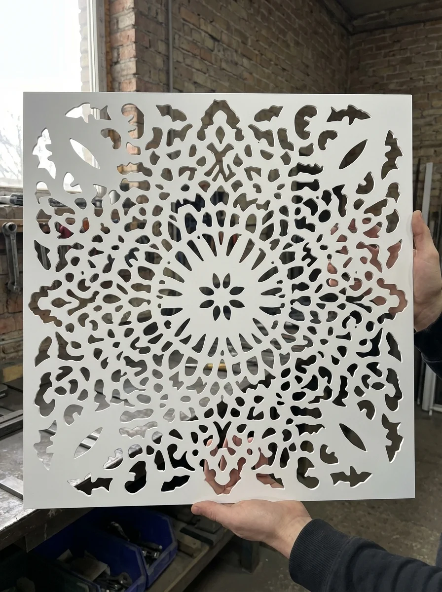 Panel Dekoracyjny Metalowy Lotus Radiance – ażurowy panel ścienny z symetrycznym wzorem