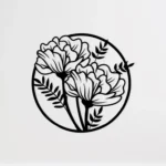 Metalowa dekoracja ścienna Okrągły Bukiet – kwiaty w okrągłej ramie, nowoczesna ozdoba wnętrz.