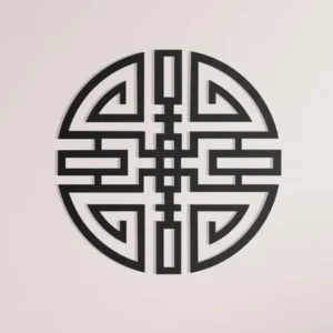 Dekoracja ścienna metalowa Krąg Spokoju z orientalnym geometrycznym wzorem w okrągłej formie