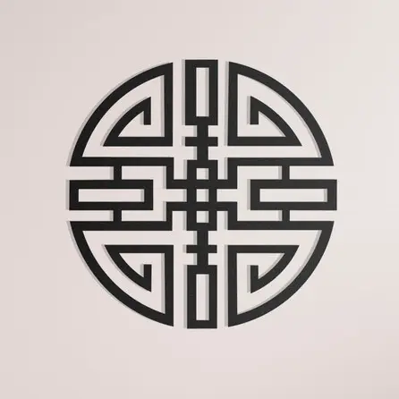 Dekoracja ścienna metalowa Krąg Spokoju z orientalnym geometrycznym wzorem w okrągłej formie