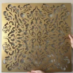 Panel dekoracyjny metalowy złoty ornamentowy symetryczny arabeska na ścianę