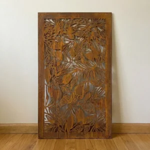 Panel dekoracyjny metalowy corten tropikalne liście ażurowy na ścianę