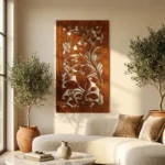 Panel dekoracyjny metalowy Climbing Leaves – ażurowe pnące liście, metalowa dekoracja ścienna