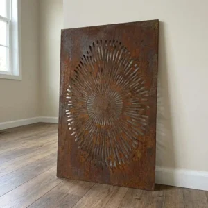 Panel dekoracyjny metalowy corten słońce promieniste ażurowy na ścianę