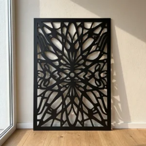 Panel Dekoracyjny Metalowy Czarna Symetria – ażurowy panel ścienny o symetrycznym wzorze