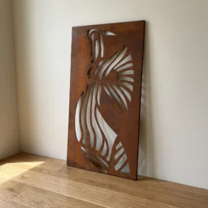 Panel dekoracyjny metalowy corten abstrakcyjne linie ażurowy na ścianę