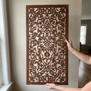 Panel dekoracyjny metalowy corten ornamentowy arabeska roślinna ażurowy na ścianę