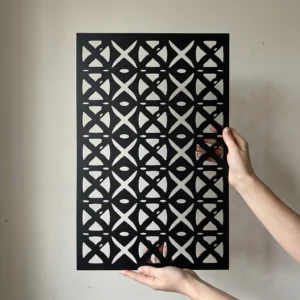 Panel dekoracyjny metalowy czarny geometryczny wzór kratka ażurowy na ścianę