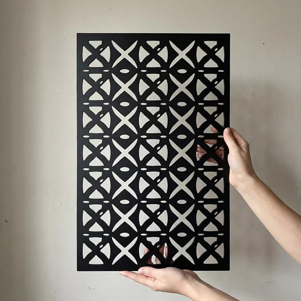 Panel dekoracyjny metalowy czarny geometryczny wzór kratka ażurowy na ścianę