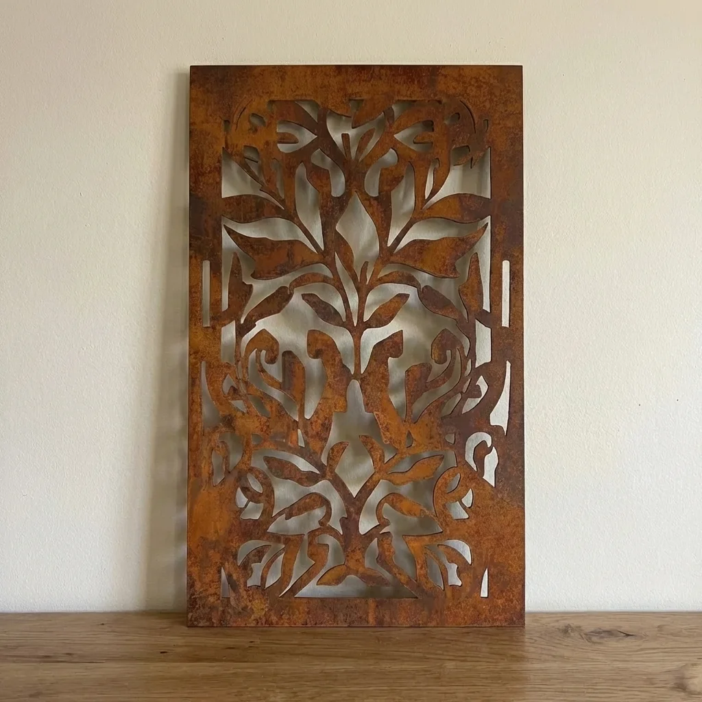 Panel dekoracyjny metalowy corten ornament roślinny ażurowy na ścianę