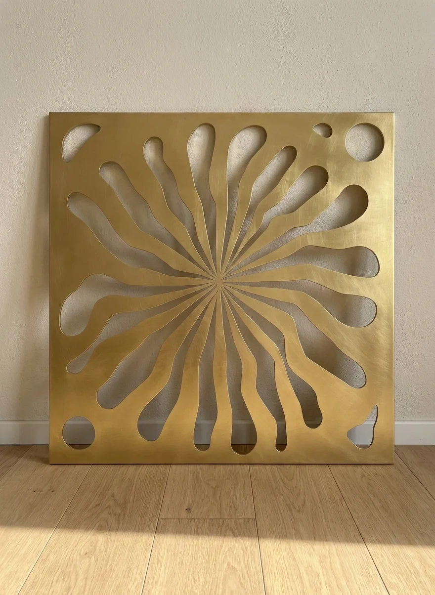 Panel Dekoracyjny Metalowy Złoty Promień – nowoczesny ażurowy panel z promienistym wzorem