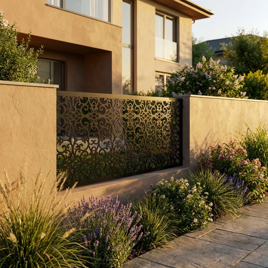 Panel ogrodzeniowy Arabeska – ornamentalny wzór arabeski, dekoracyjna metalowa przesłona tarasowa