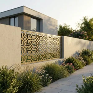 Panel Ogrodzeniowy Metalowy Geometria Złota