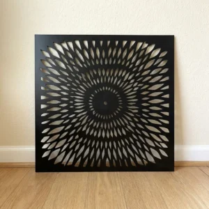 Panel dekoracyjny metalowy czarny promienisty wzór słońce ażurowy na ścianę