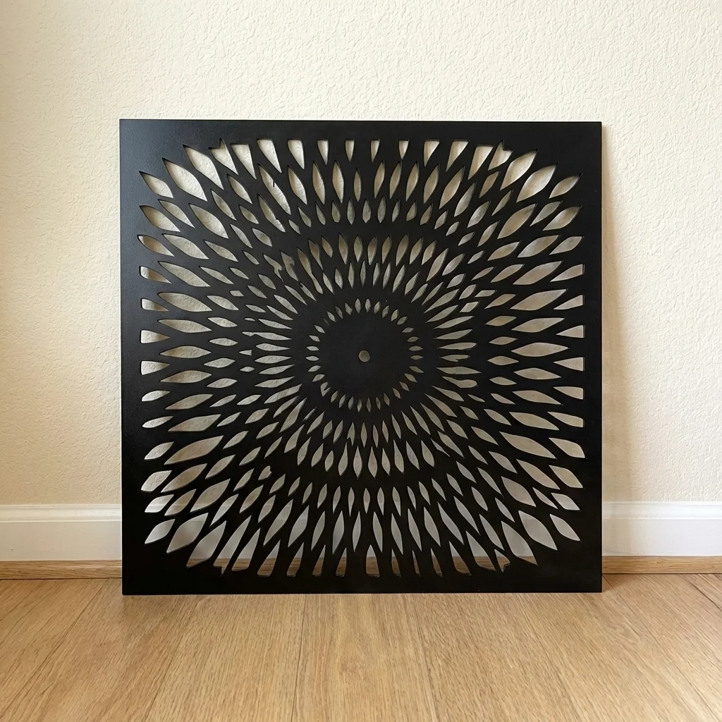 Panel dekoracyjny metalowy czarny promienisty wzór słońce ażurowy na ścianę