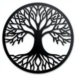 Panel dekoracyjny metalowy Drzewo Życia – wzór minimalistyczny, czarny