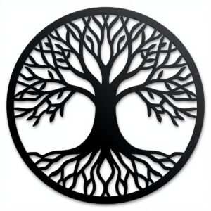 Panel dekoracyjny metalowy Drzewo Życia – wzór minimalistyczny, czarny