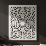 Panel dekoracyjny metalowy Gwiezdna Sieć z geometrycznym wzorem przypominającym sieć gwiazd i promieniste okręgi.