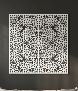 Panel dekoracyjny ażurowy Rozeta z metalu, wzór ornamentalny inspirowany mandalą, biały