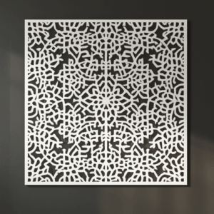 Panel dekoracyjny ażurowy Rozeta z metalu, wzór ornamentalny inspirowany mandalą, biały