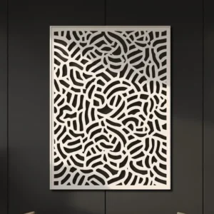 Panel Dekoracyjny Metalowy Fale Chaosu – nowoczesny wzór z nieregularnych linii, czarno-biała dekoracja ścienna