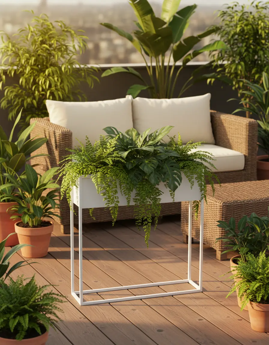 Kwietnik metalowy biały Slim – nowoczesny stojak na kwiaty w minimalistycznym stylu