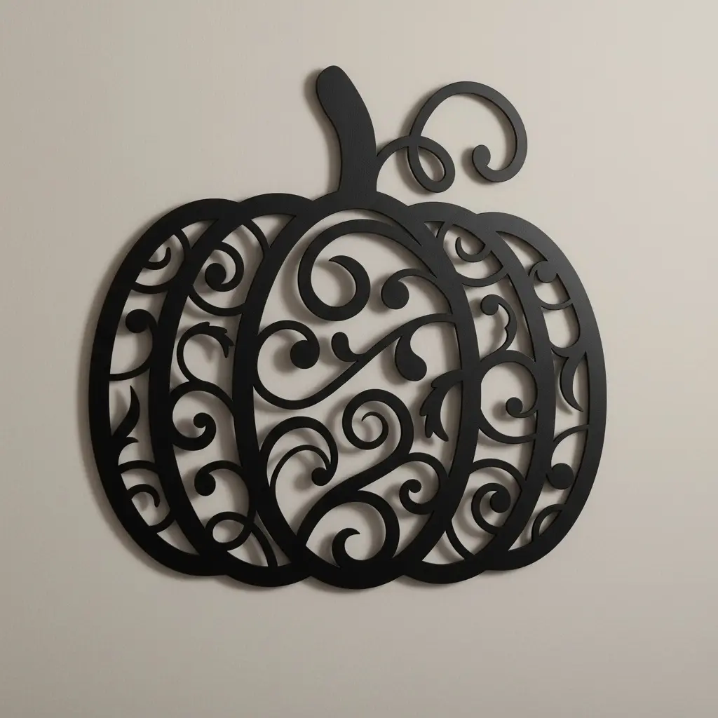 Metalowa ażurowa dekoracja ścienna dynia na Halloween z ozdobnym ornamentem