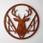 Metalowa dekoracja ścienna – jeleń w geometrycznym wzorze