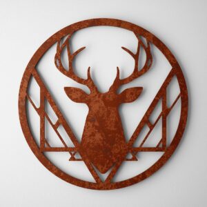 Metalowa dekoracja ścienna – jeleń w geometrycznym wzorze
